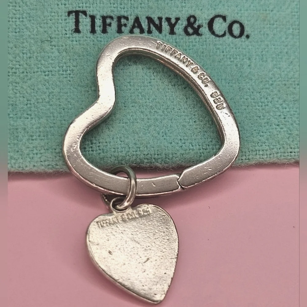 💖 Tiffany & Co. Sterling Silver 925 Heart Key Ring & Vintage Heart Charm 💖